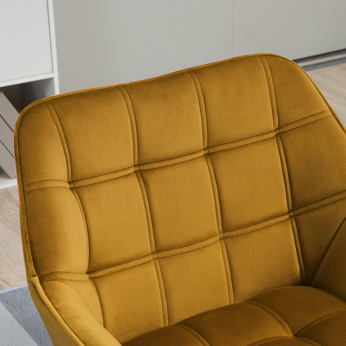 POLSTERSESSEL, Skandi Design, bis 120 kg, Kautschukholzbeine - Currygelb/Gelb, Textil (61.5/71/67cm) - HOMCOM