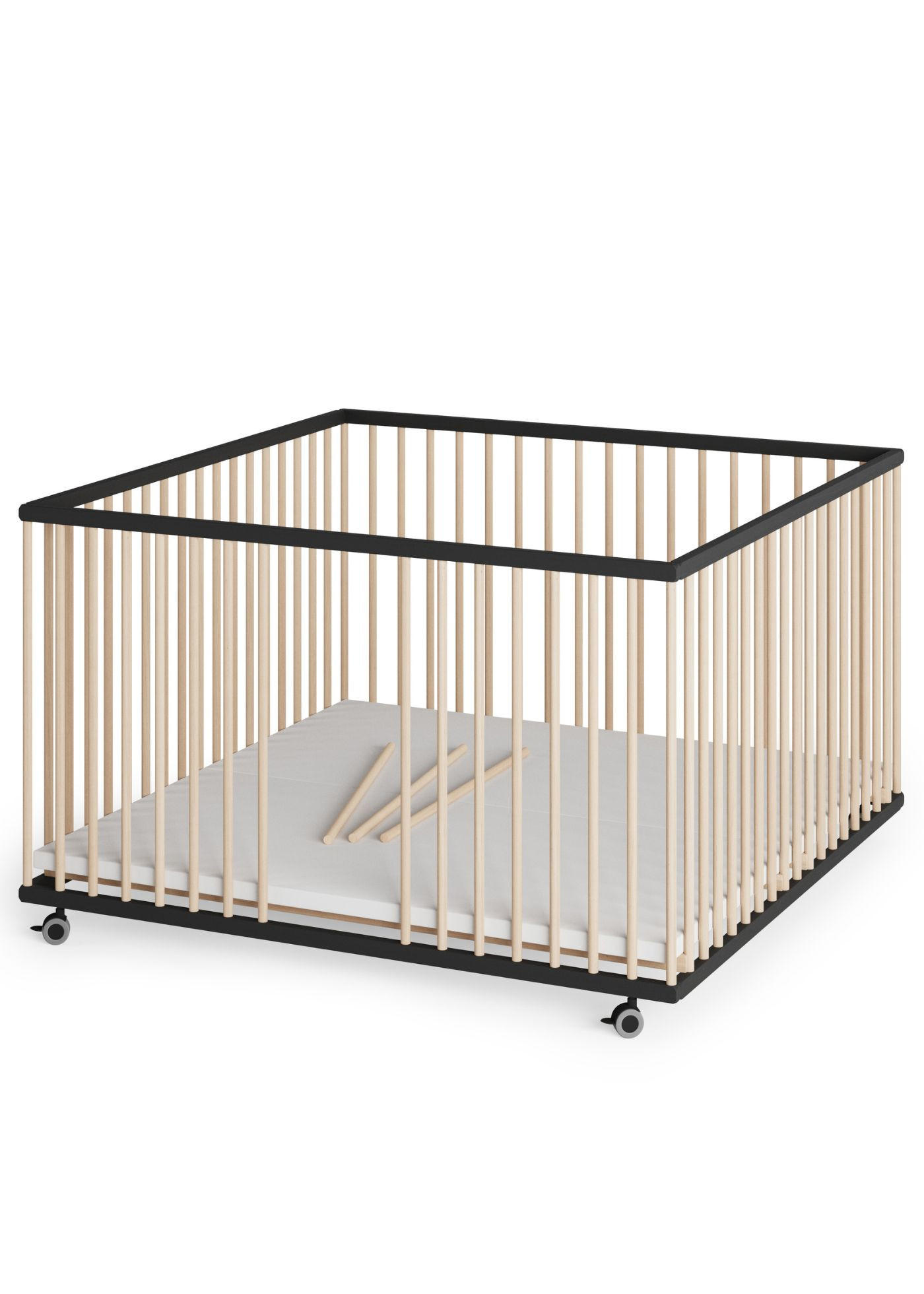LAUFGITTER XXL 120x120 cm mit Schlupfsprossen - schwarz/natur - Premium Kollektion - Schwarz/Naturfarben, Holz (120/74/120cm) - Sämann – make a difference.
