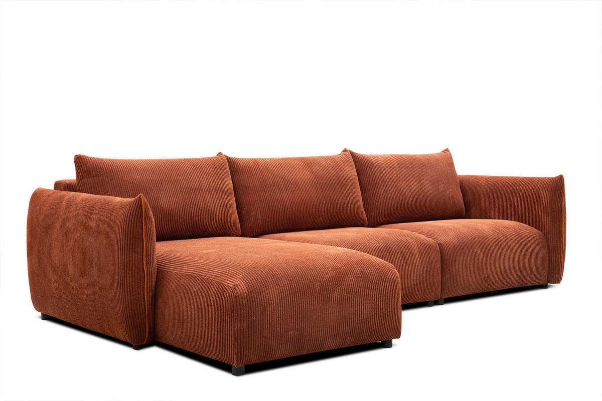 ECKSOFA TAUER 5-Sitzer, orange - Schwarz/Orange, Holzwerkstoff/Kunststoff (173/294cm) - Courtois Laville