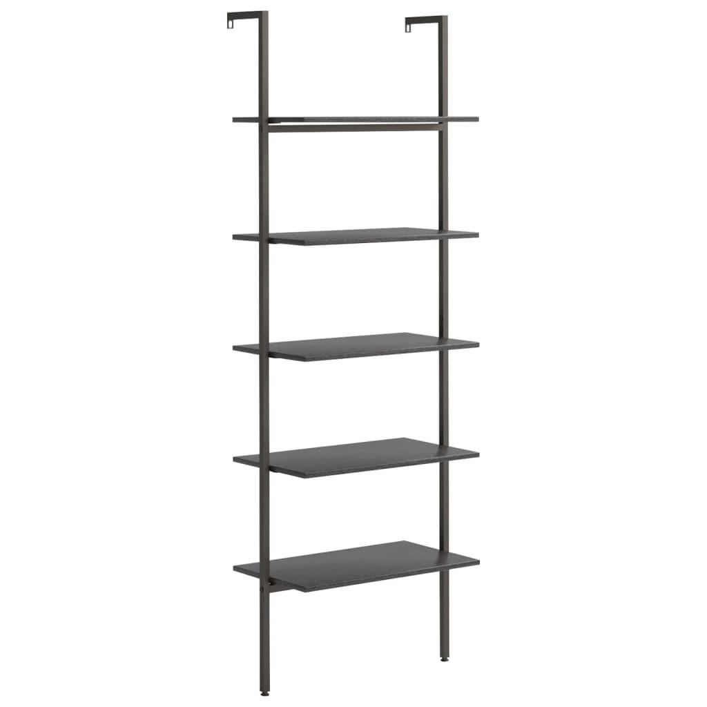 LEITERREGAL mit 5 Böden Schwarz 64x35x185 cm - Schwarz, Holzwerkstoff (64/185/35cm)