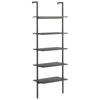 LEITERREGAL mit 5 Böden Schwarz 64x35x185 cm - Schwarz, Holzwerkstoff (64/185/35cm)