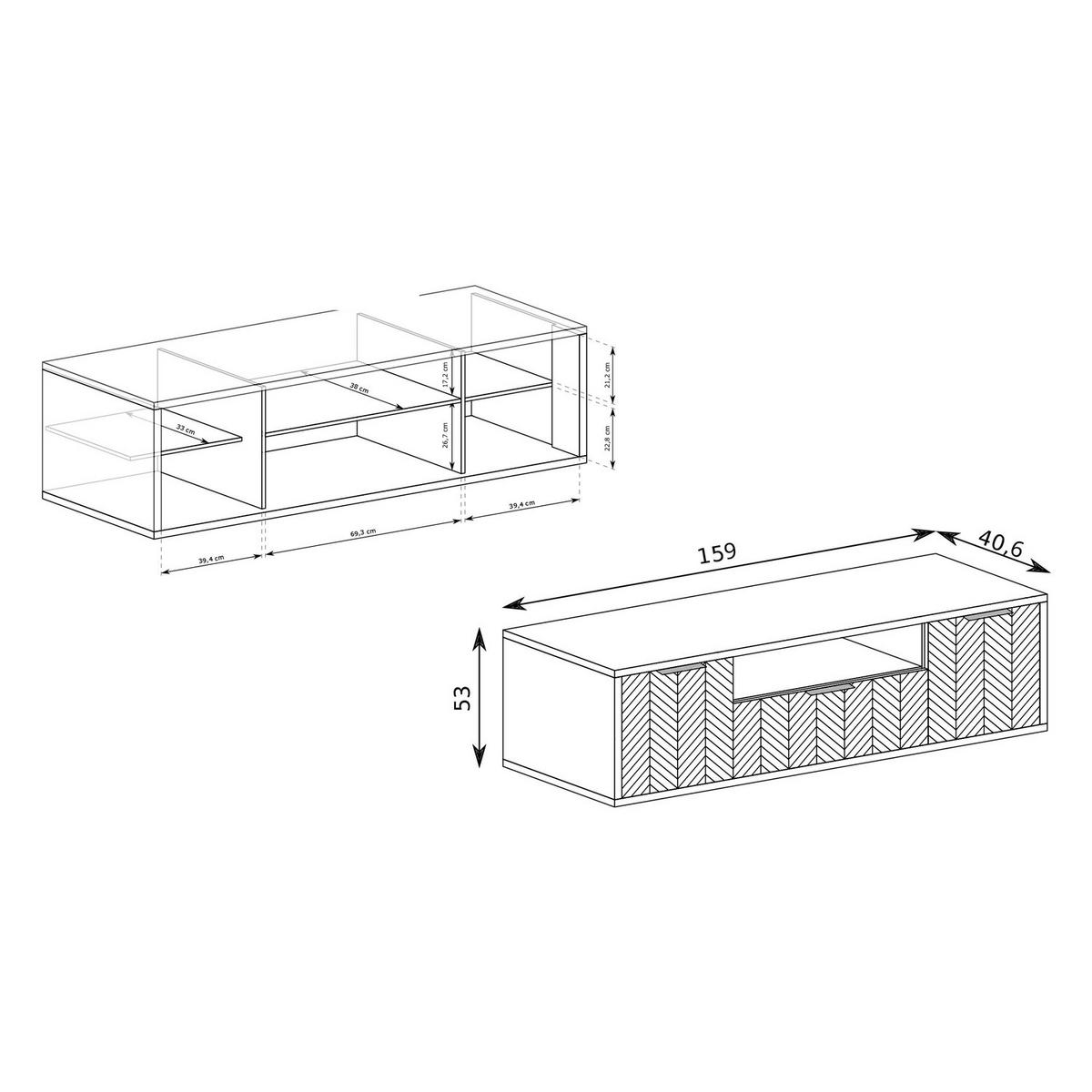 TV-LOWBOARD Fonti F-6 159 x 53 x 40,6 cm Karamell-Eiche - Eichefarben, Holzwerkstoff (159/53/40.6cm) - Koseto
