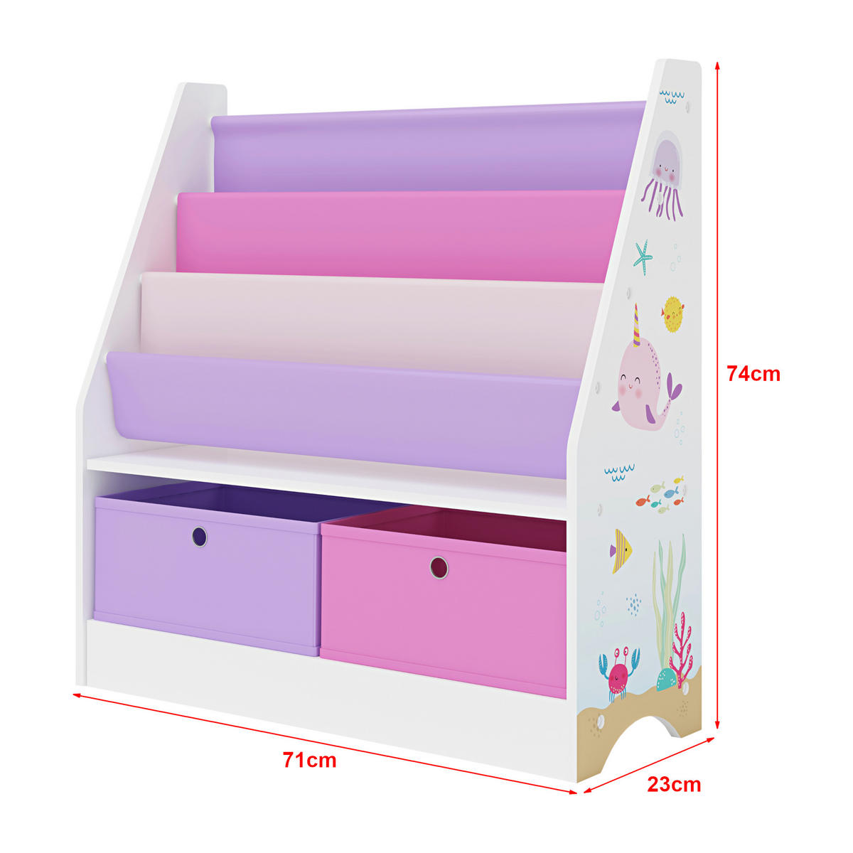 KINDERREGAL Neda - Pink/Lila, Holzwerkstoff/Textil (71/74/23cm) - [en.casa]