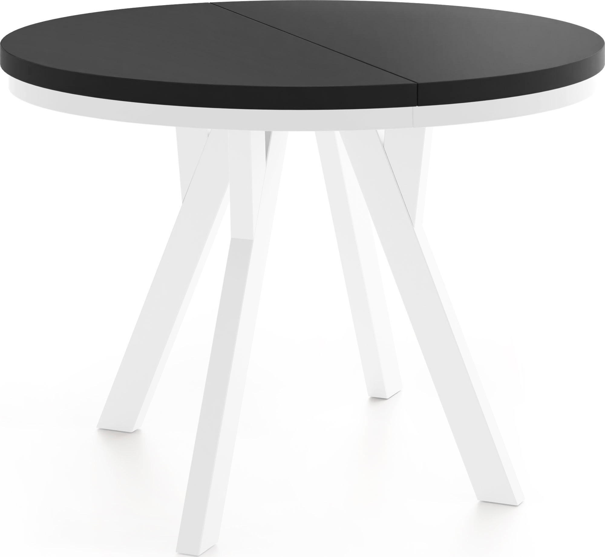 ESSTISCH Strato Black runder ausziehbarer, Schwarz 100-200/100/77 cm - Schwarz/Weiß, Holz/Holzwerkstoff (100/100/77cm) - WFL GROUP