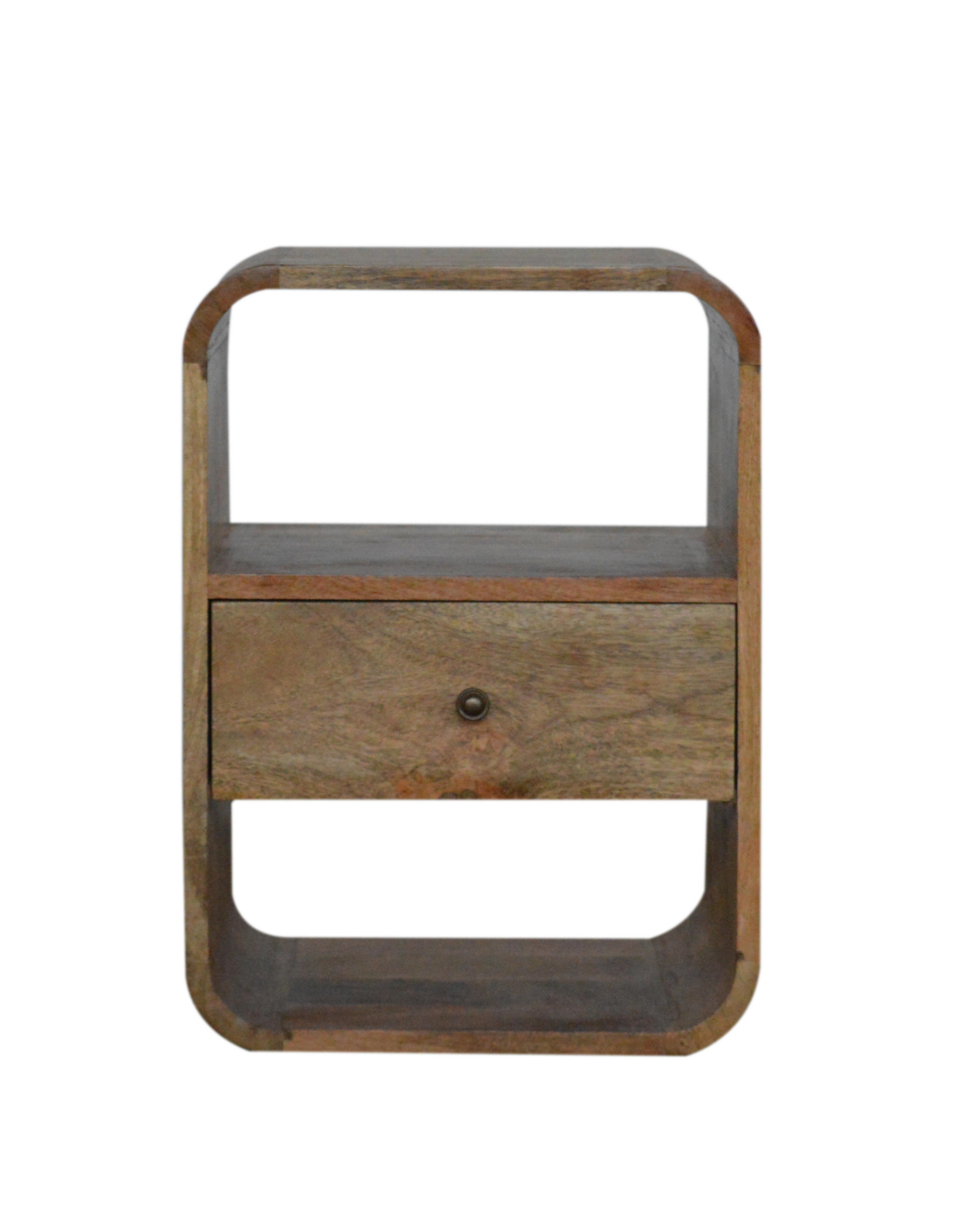 NACHTTISCH London mit 1-Schubladen, 2-Offener Lagerraum, Braun - Messingfarben/Braun, Holz/Metall (40/55/35cm) - Artisan Furniture