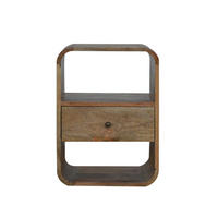 NACHTTISCH London mit 1-Schubladen, 2-Offener Lagerraum, Braun - Messingfarben/Braun, Holz/Metall (40/55/35cm) - Artisan Furniture