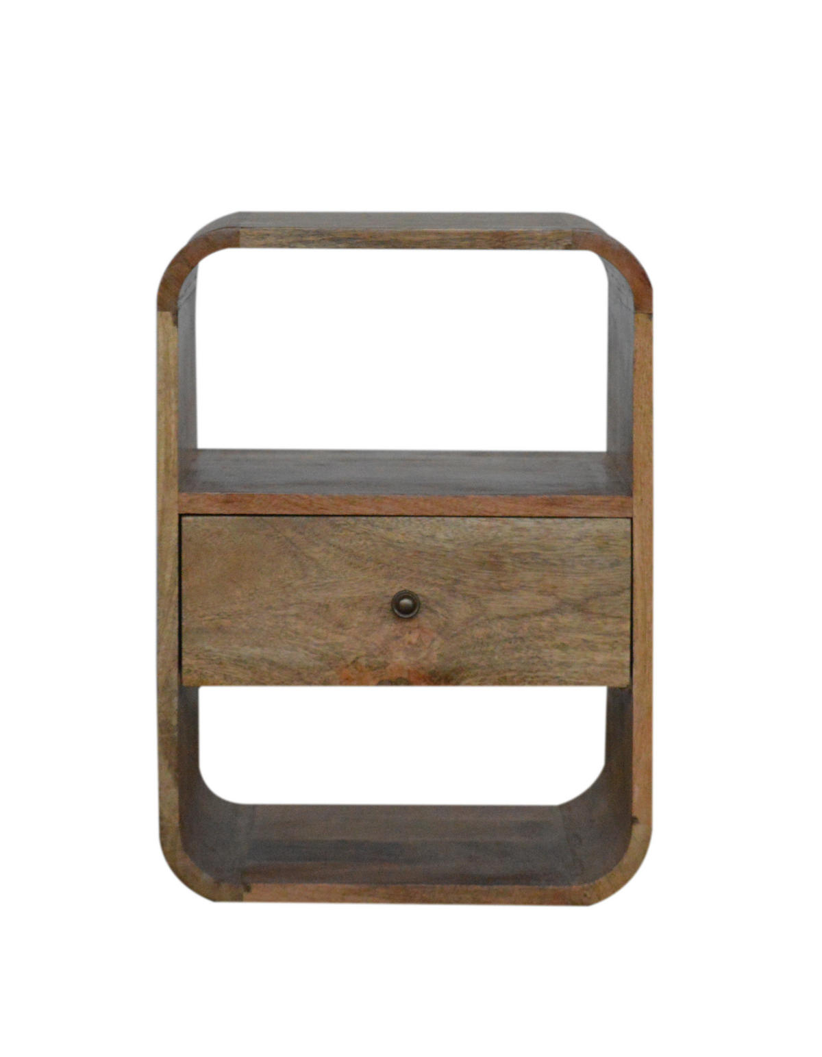 NACHTTISCH London mit 1-Schubladen, 2-Offener Lagerraum, Braun - Messingfarben/Braun, Holz/Metall (40/55/35cm) - Artisan Furniture