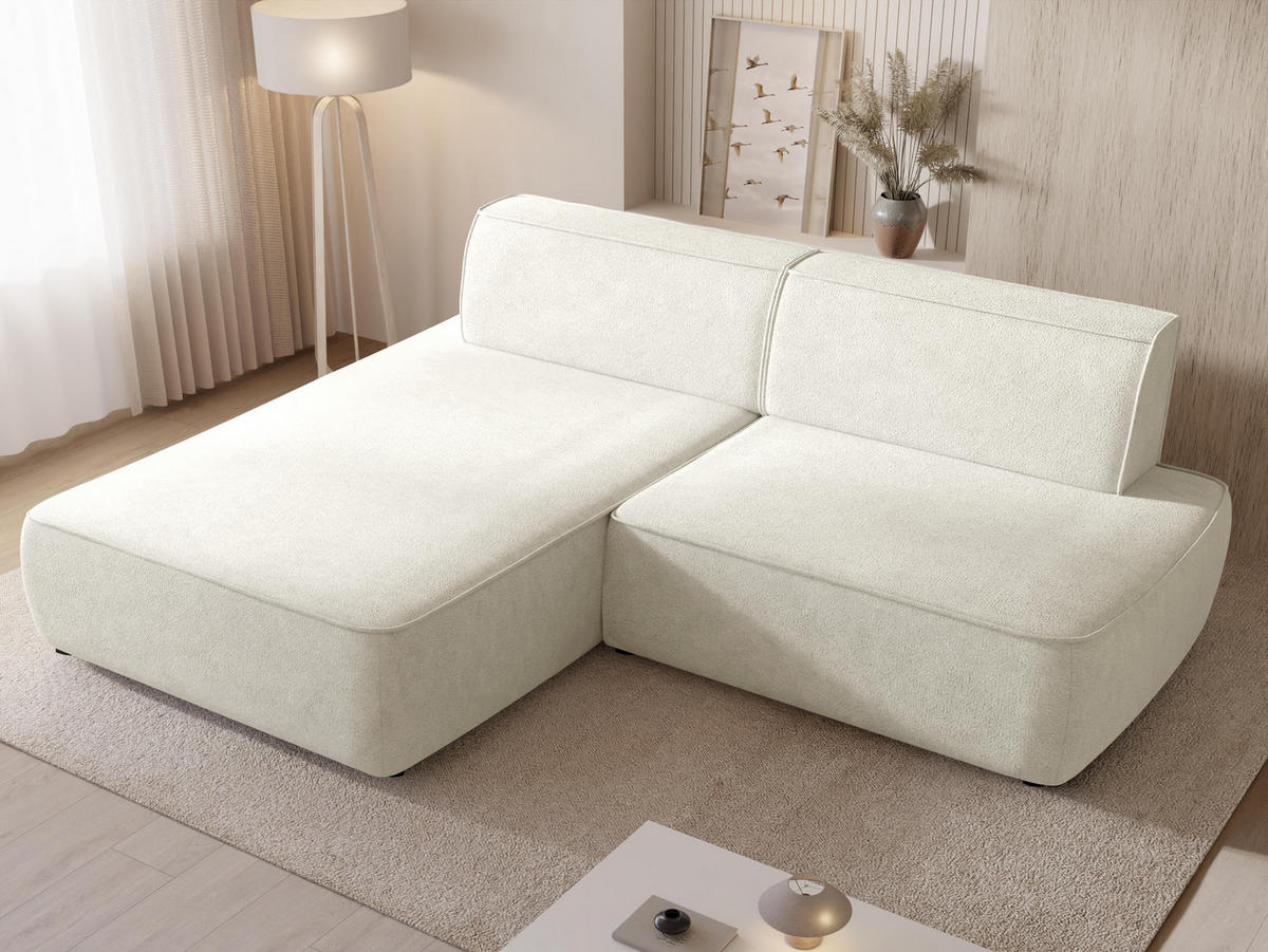 ECKSOFA Zuno, Seite: Links - Creme/Schwarz, Holz/Kunststoff (254/162cm) - MIRJAN24