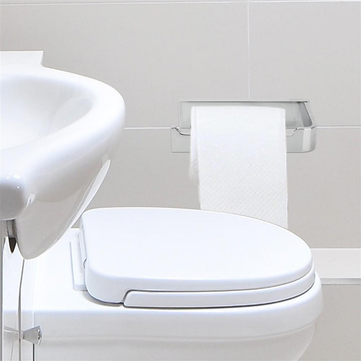 TOILETTENPAPIERHALTER ohne Ablage - Silberfarben, Metall (12/12/15cm) - Intirilife