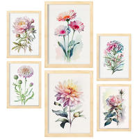 POSTER Set Mit 6 Rosen Größe A3 & A4 Rahmen aus hellem Holz - Beige, Papier (29.7/1cm) - Nacnic