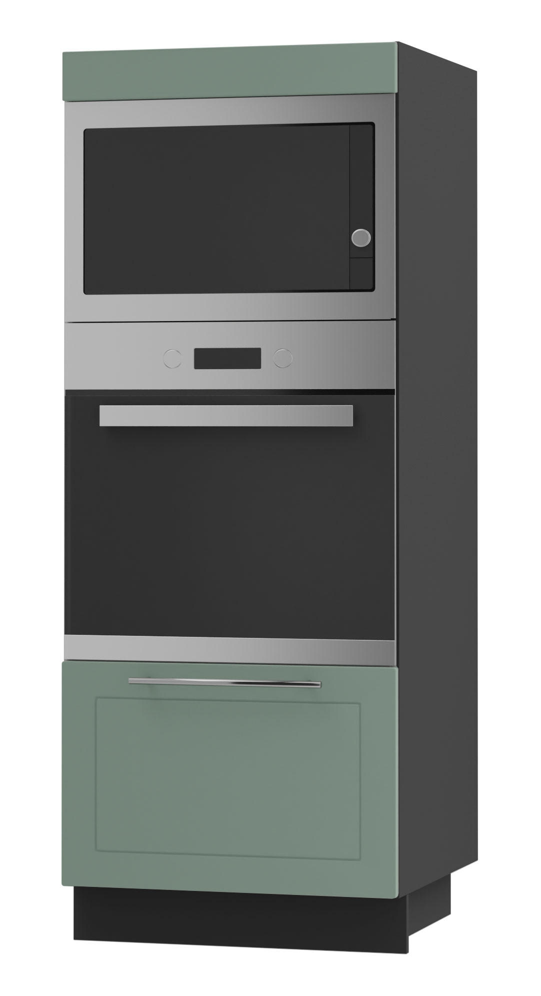 BACKOFENHOCHSCHRANK Kvantum D5AM/60/154 Mint Matt / Schwarz Matt 60 / 59 / 154cm - Schwarz/Mintgrün, Holz/Holzwerkstoff (60/154/59cm) - Feldmann-Wohnen