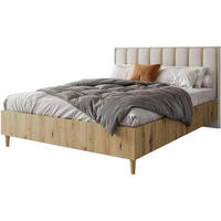POLSTERBETT Stella 166/211/108 eiche Artisan/beige - Beige/Eiche Artisan, Holzwerkstoff/Textil (160/200cm) - Beautysofa