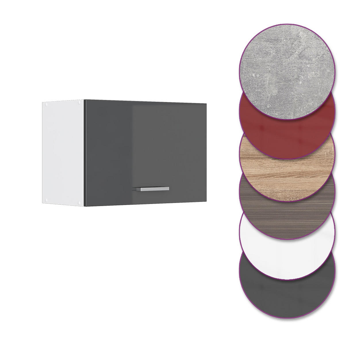 HÄNGESCHRANK R-Line Anthrazit Hochglanz 60 cm Flach - Schwarz Hochglanz/Anthrazit, Holzwerkstoff (60/40/31cm) - Vicco