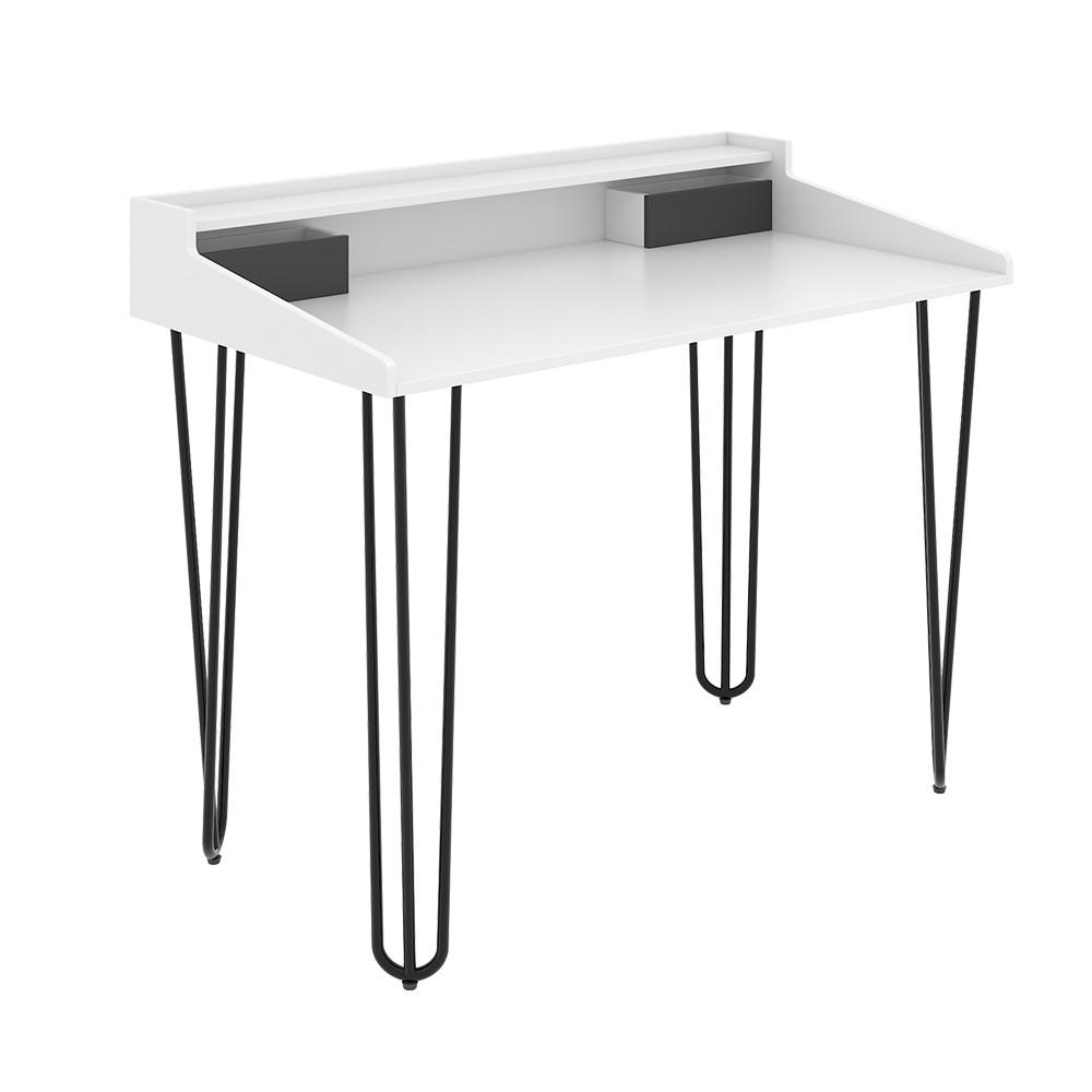 SCHREIBTISCH Sannar Weiß 110 x 60 cm mit Schubladen - Schwarz/Weiß, Holzwerkstoff (60/110/89.5cm) - Vicco