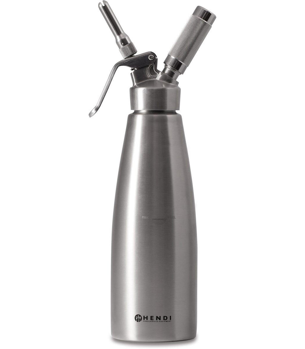 SCHLAGSAHNE-ZERSTÄUBER Sahnespender Edelstahl 1 Liter - Silberfarben, Metall (2/2/33cm) - Hendi