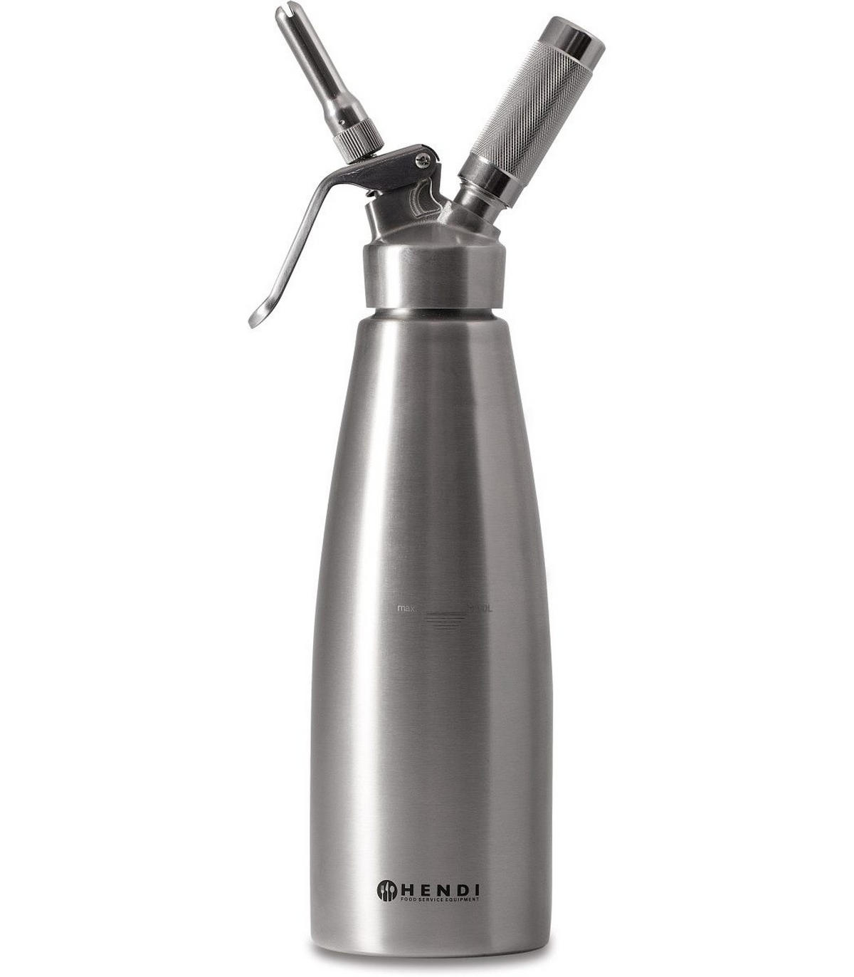 SCHLAGSAHNE-ZERSTÄUBER Sahnespender Edelstahl 1 Liter - Silberfarben, Metall (2/2/33cm) - Hendi