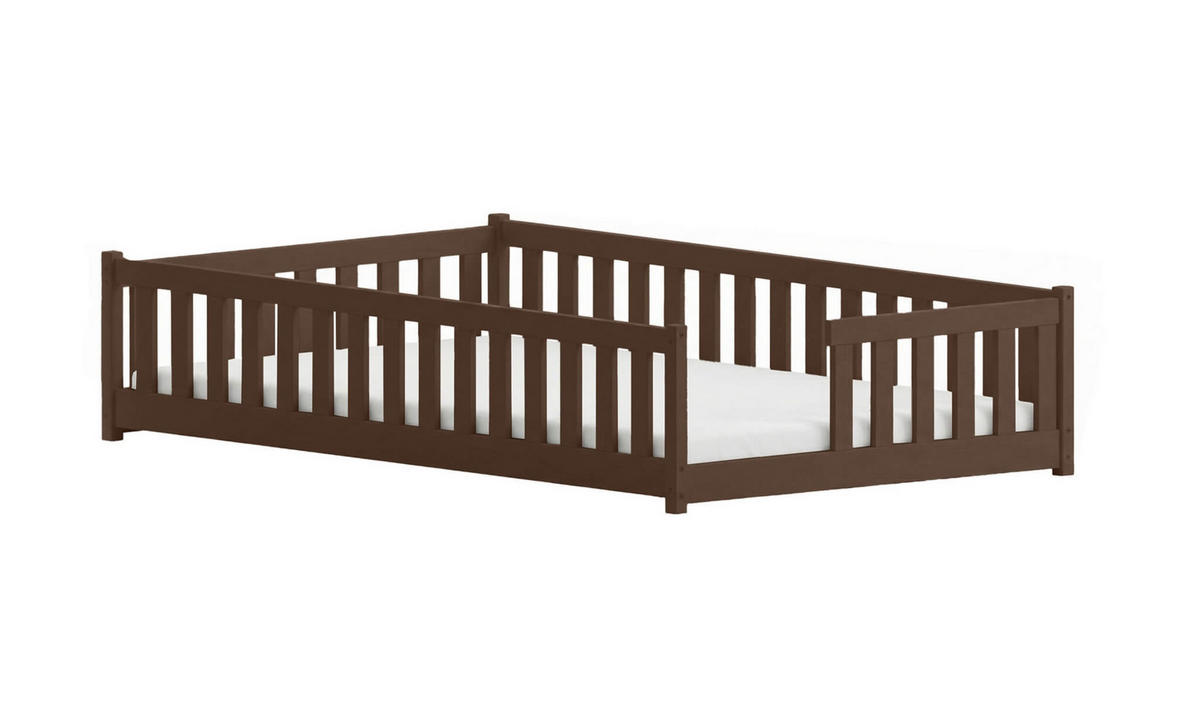 BODENBETT 120x200 cm in Zartbitterschokolade - Dunkelbraun, Holz (120/200cm) - Kids Collective