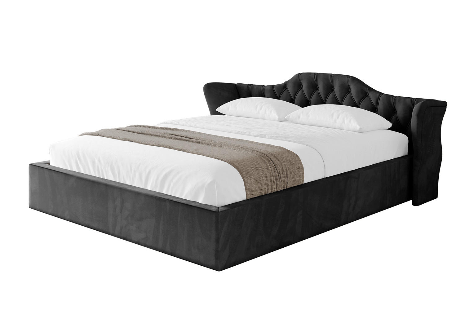 POLSTERBETT mit Bettkasten und Lattenrost, Boxbett ohne Matratze - ZORAN-V1 120x200 Schwarz - Schwarz, Holzwerkstoff/Textil (120/200cm) - ALTDECOR