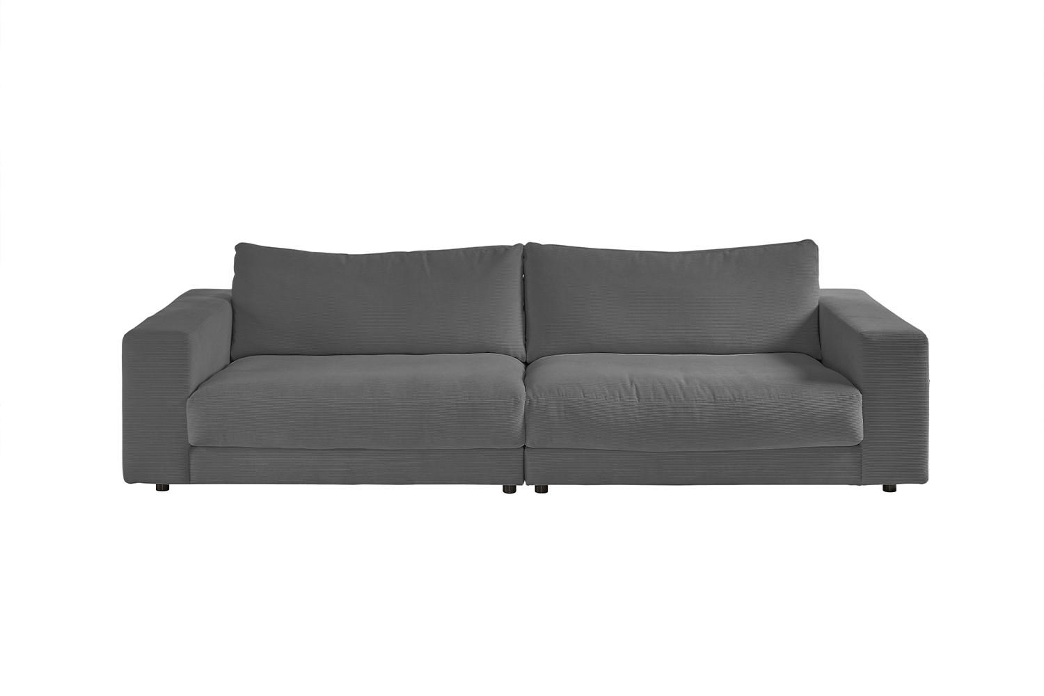 SOFA 3-SITZER MADELINE Grau Cord - Schwarz/Grau, Textil (290/85/127cm) - KAWOLA