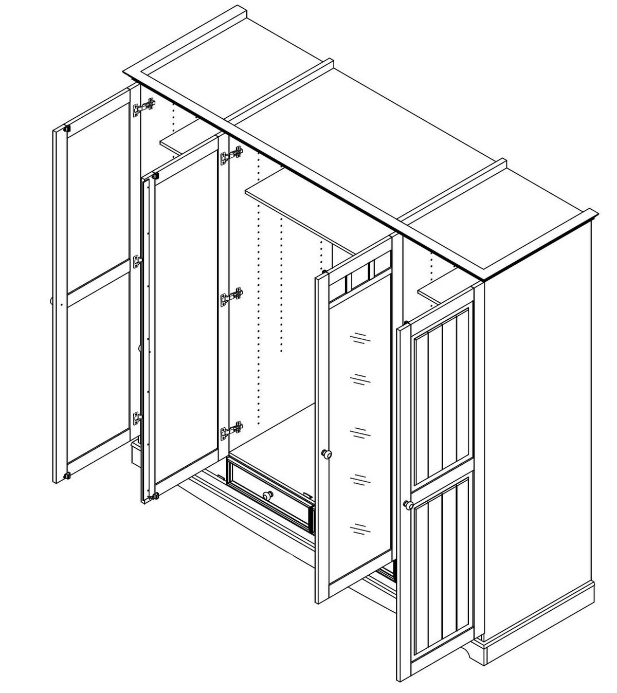 KLEIDERSCHRANK Belluno Elegante Kiefer weiß (RAL9010) lackiert 202 / 64 / 190cm - Weiß, Holz/Metall (202/190/64cm) - Feldmann-Wohnen