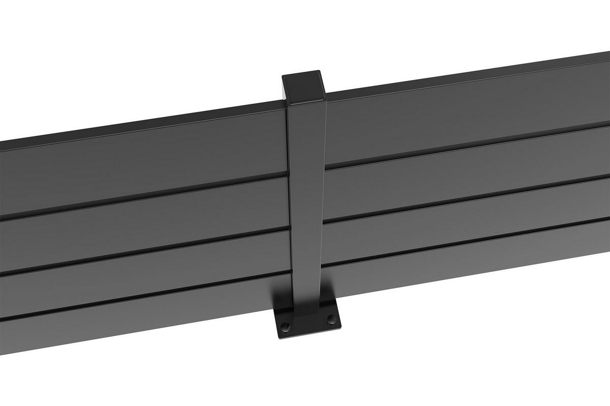 HALBOFFENER Zaun Velino 8m H.80cm schwarzer Stahl - Schwarz, Metall (800/84cm) - Casanoov