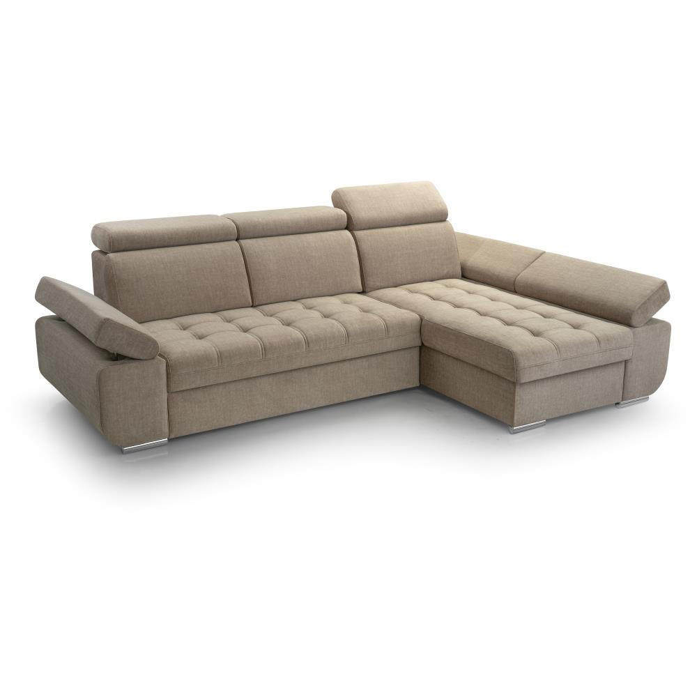 ECKSCHLAFSOFA Bianca beige rechts - Chromfarben/Beige, Textil (264/165cm) - Beautysofa