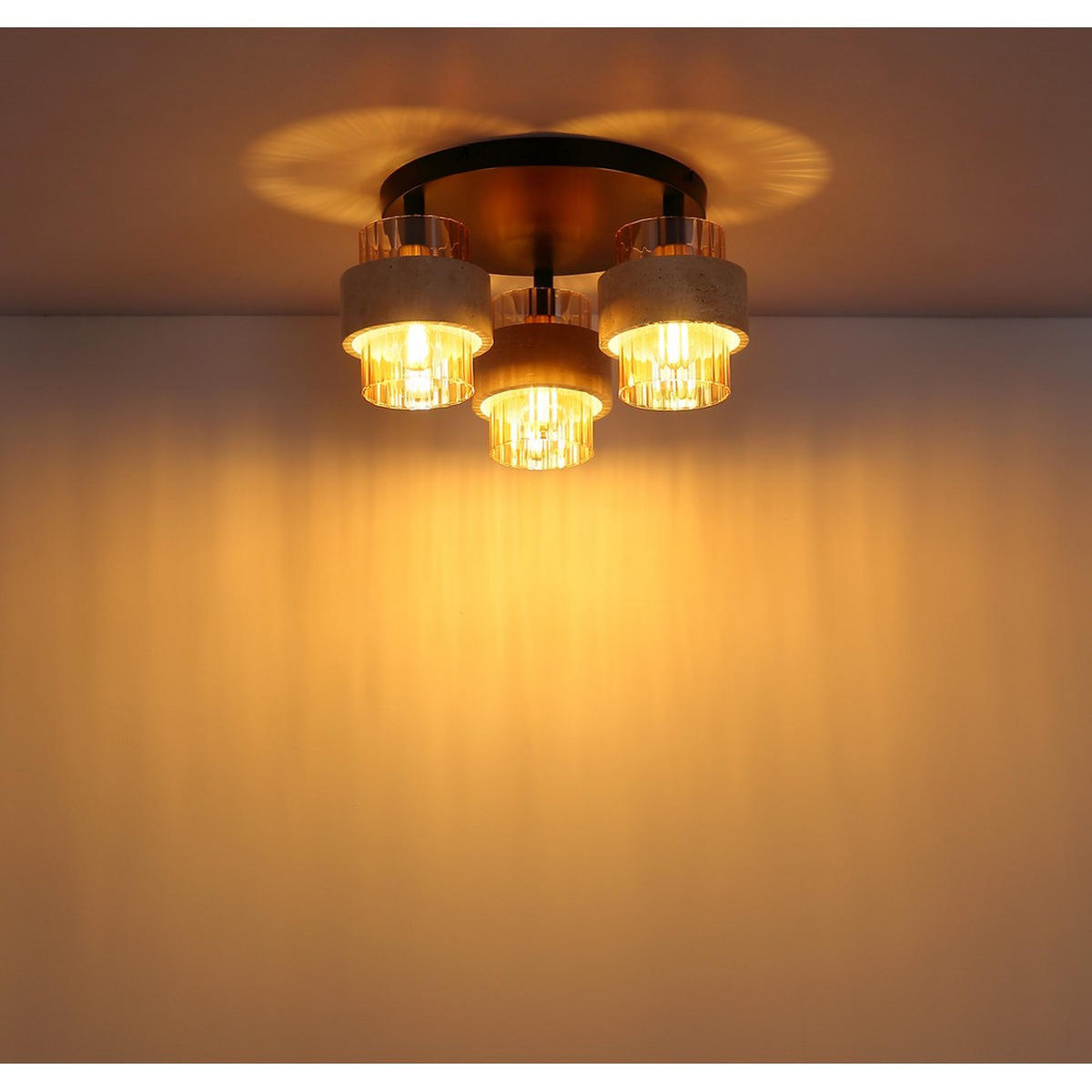 DECKENLEUCHTE DAREN, Metall, Schwarz, 3-flammig - Schwarz, Glas (37.5/37.5/20.5cm) - Globo Lighting