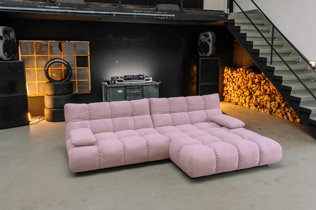 SITZGRUPPE VIVIEN 3ER SET Pink Cord - Pink/Rosa, Kunststoff/Textil (359/85/510cm) - KAWOLA