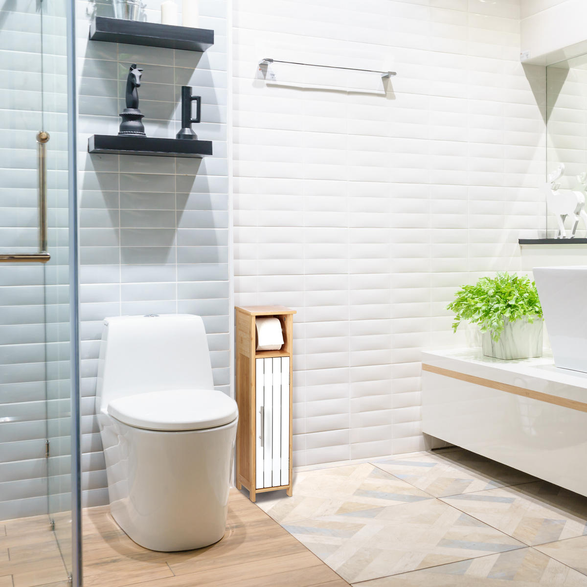 TOILETTENPAPIERHALTER - Hellbraun, Holz/Holzwerkstoff (18/71/20cm) - Relaxdays