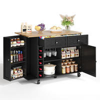 KÜCHENINSEL 120/89/45(70) cm Schwarz aus MDF mit klappbarer Arbeitsplatte - Schwarz, Holzwerkstoff (70/89/120cm) - OKMYHOME