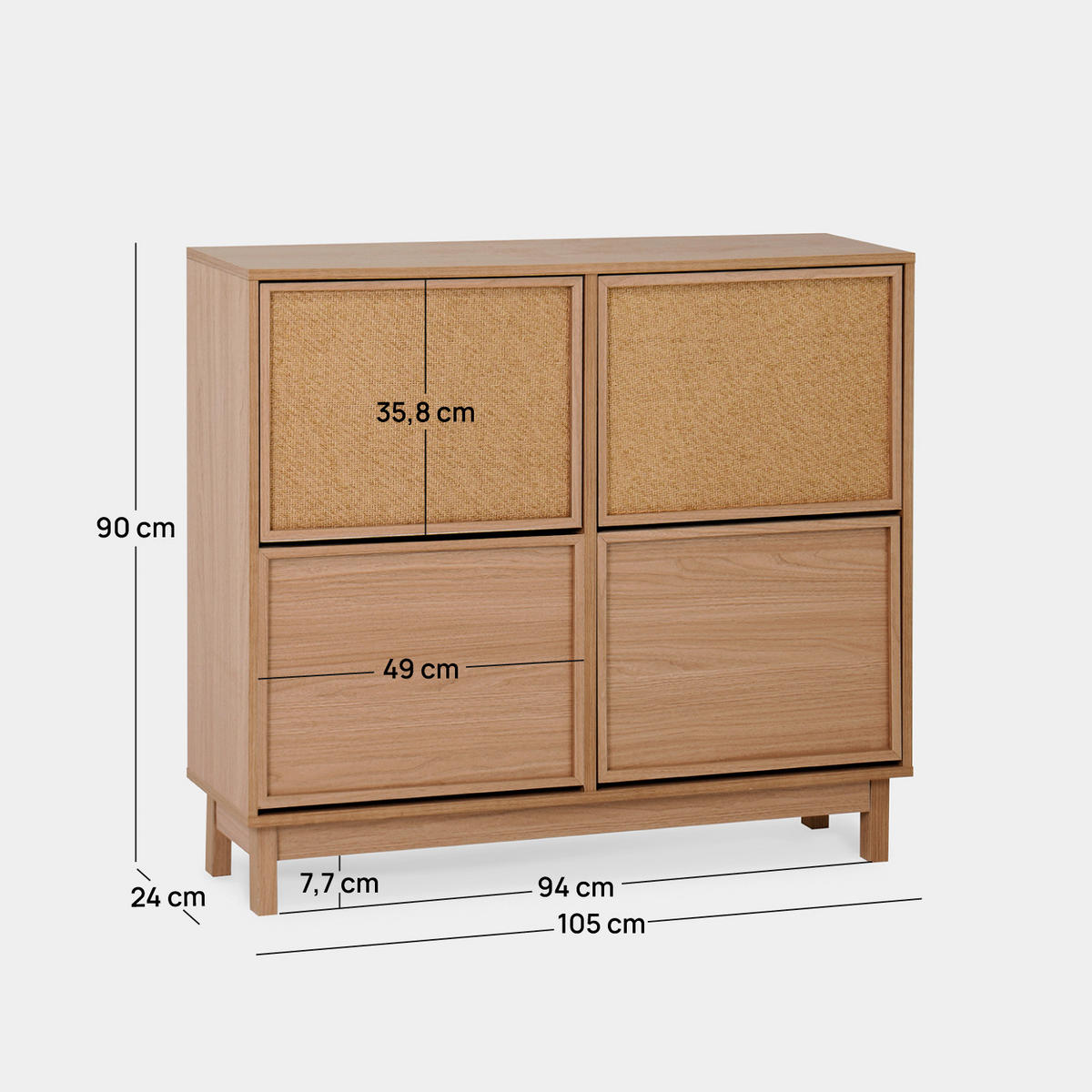 SCHUHSCHRANK DOPPELTES Bora Natürlich 105 cm x 90 cm - Naturfarben, Holzwerkstoff (105/90/24cm) - Klast Home