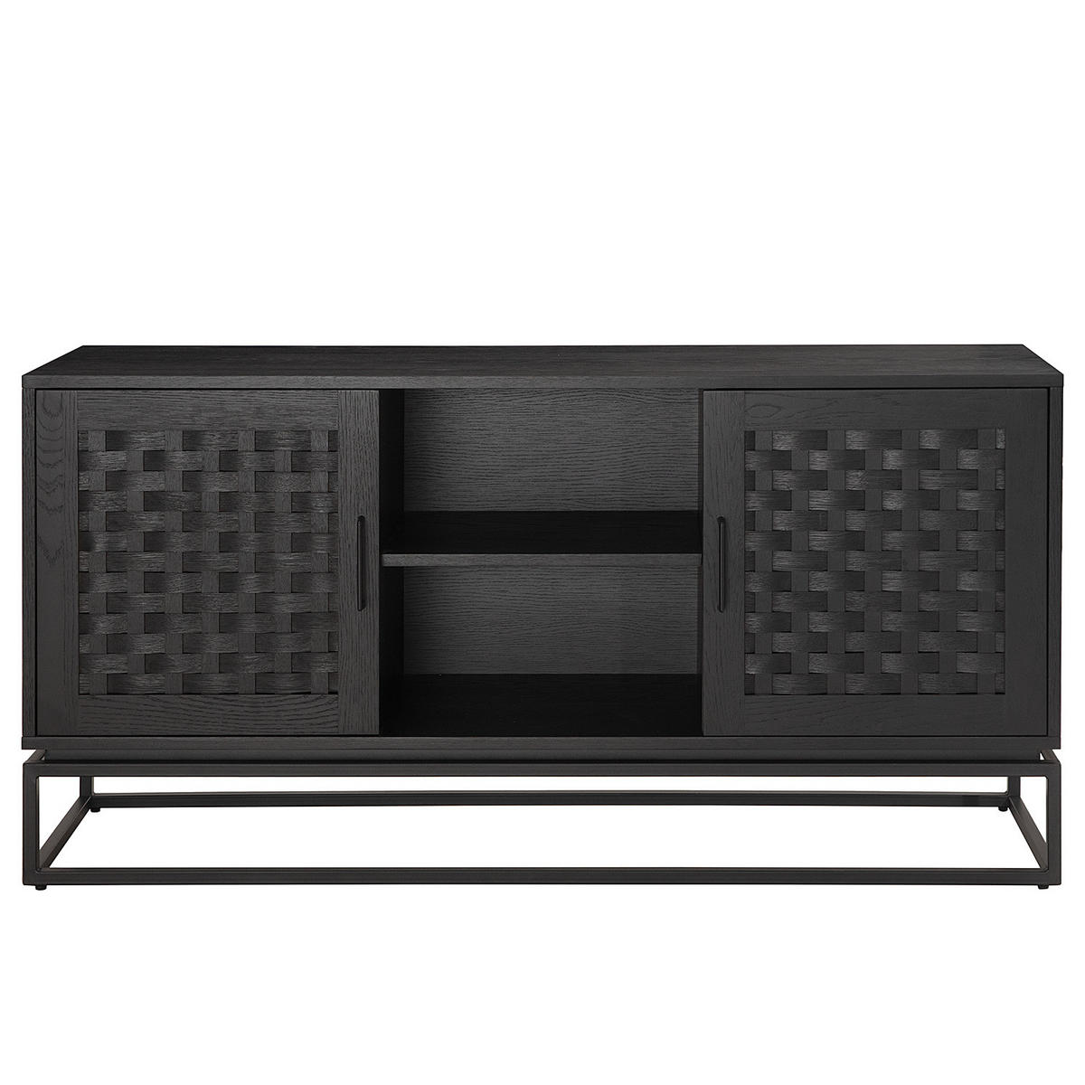 SIDEBOARD mit 2 Türen - Holzwerkstoff / Metall - Schwarz, Holzwerkstoff/Metall (150/75/40cm) - home24