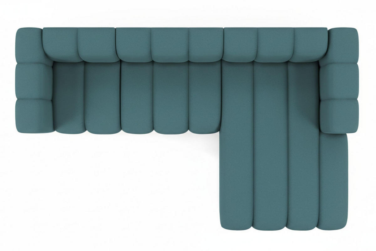 ECKSOFA L-Form Grand L 287 cm, Veloursstoff Salvador, Azurblau, Rechts - Blau, Holz (287/179cm) - Kaiser Möbel