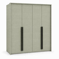 KLEIDERSCHRANK: Eukalyptus / Griffe Silber, 210 x 65 x 217,2 cm - Silberfarben/Grün, Holzwerkstoff (210/217.2/65cm) - 3XE LIVING