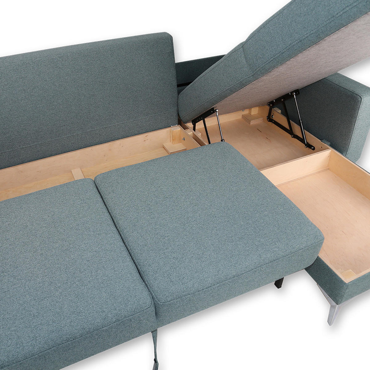 SOFA L FORM York Blau 260 x 96 cm - Dunkelblau, Holz (260/96cm) - VitaliSpa