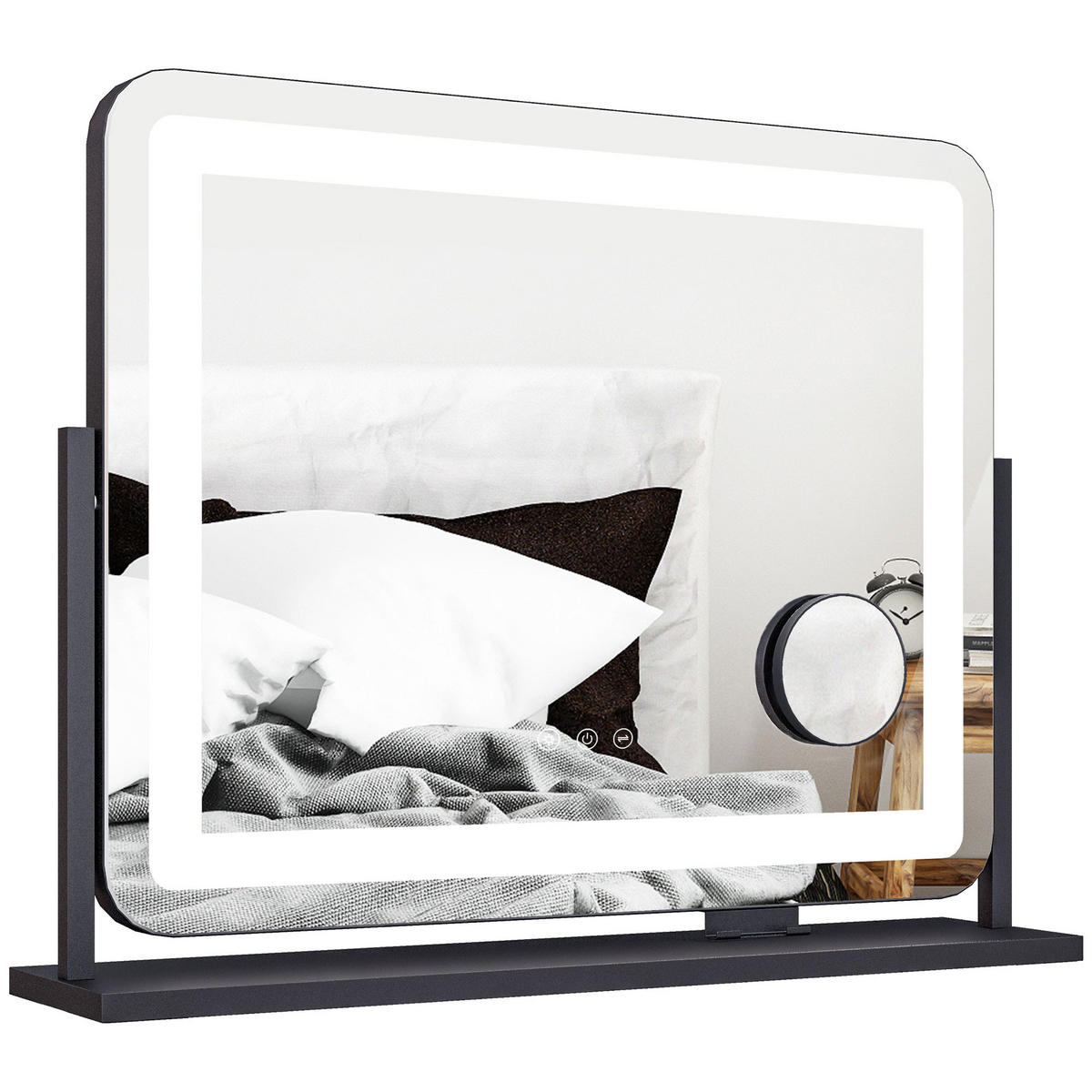SCHMINKSPIEGEL DE-18022 dimmbar, 3 Lichtmodi - Schwarz, Glas (14/62.5/52cm) - ComfortXL
