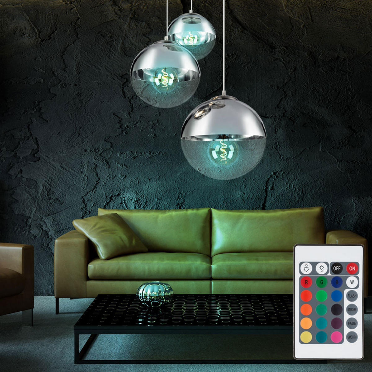 LED HÄNGELEUCHTE Glas Chrom Silber - Silberfarben, Glas (51/51/120cm) - Globo Lighting