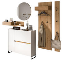 GARDEROBEN-SET 5-teilig weiß, Artisan Eiche 236 cm, Flurmöbel mit Soft-Close - Schwarz/Weiß, Holzwerkstoff/Metall (236/197/32cm) - Inn.Furn