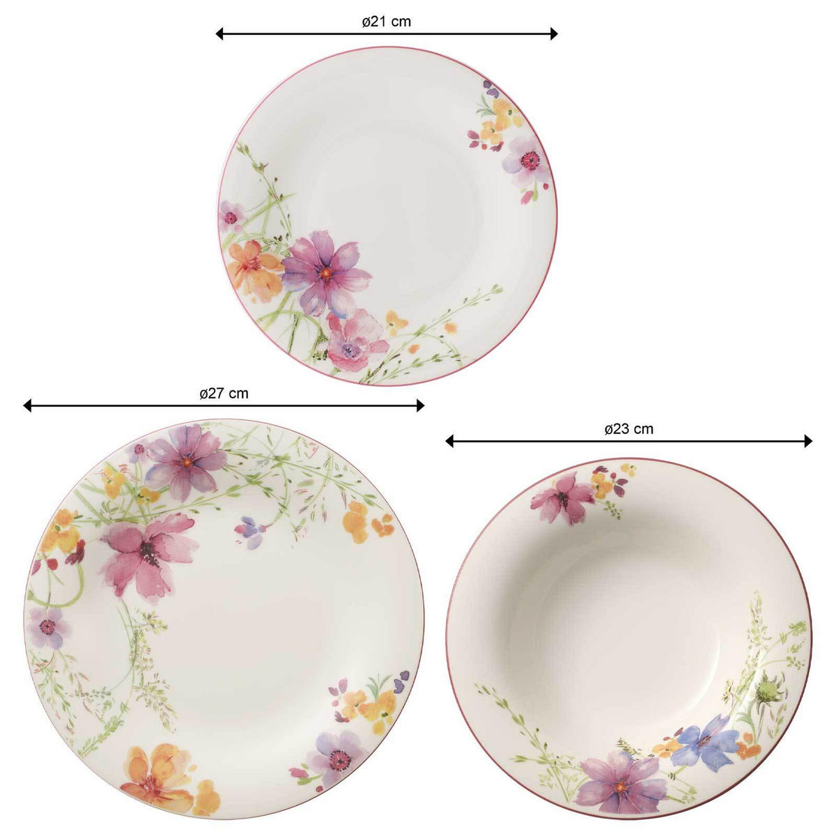 TELLER-SET Mariefleur Basic bunt 18er Set - Multicolor, Keramik (1/1/1cm) - Villeroy & Boch