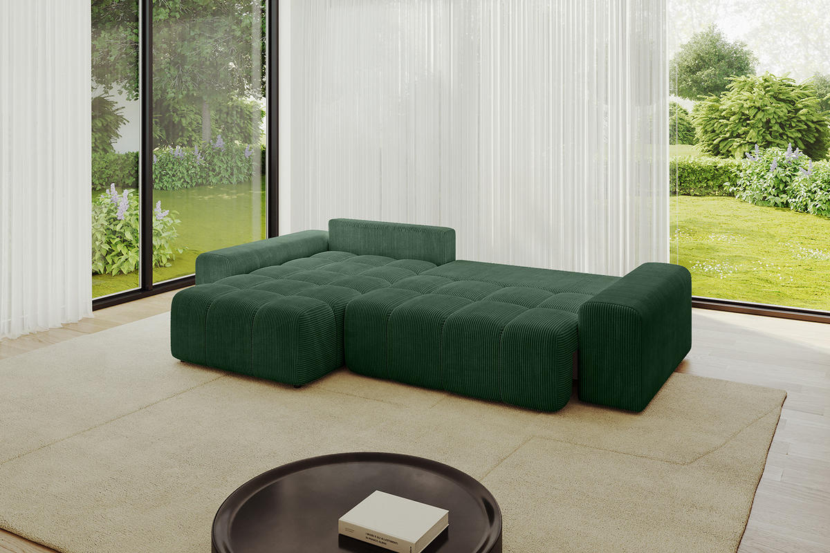 ECKSOFA Ottomane links/rechts ENIL-L 290x175x84 Grün Cord - Grün, Holzwerkstoff/Kunststoff (290/175cm) - ALTDECOR
