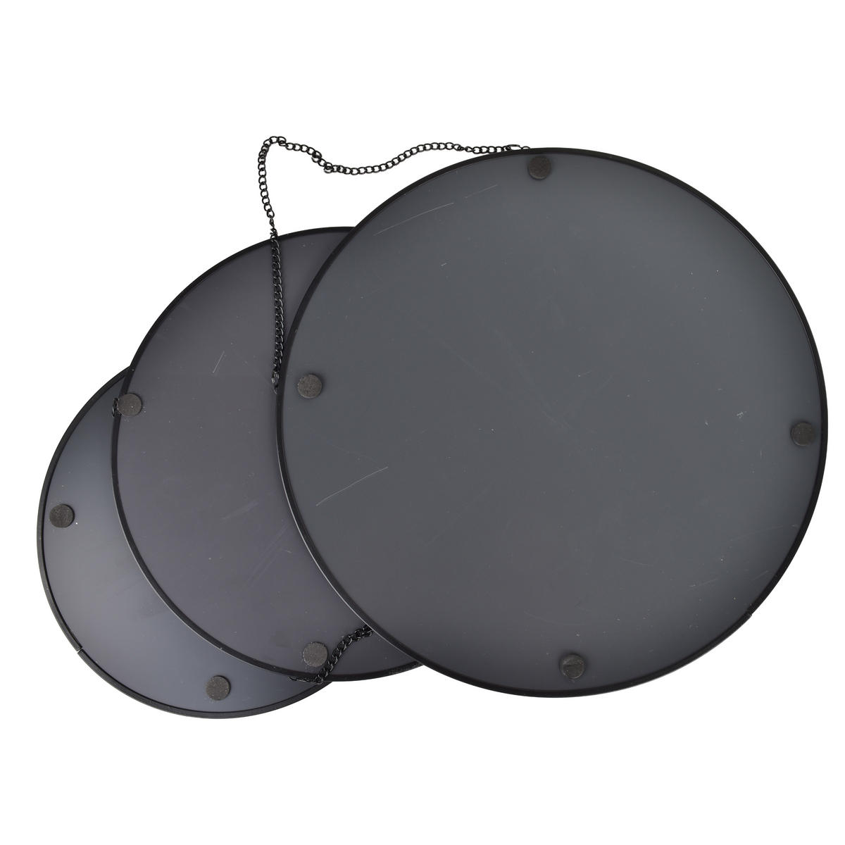 SPIEGEL Alexia 3er Set schwarz 28/3/28 cm Glas - Schwarz, Metall (28/28/3cm) - Mondex