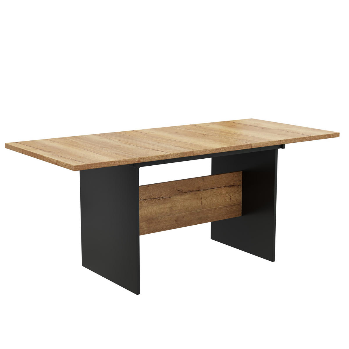 ESSTISCH 140/180/80 cm Schwarz/Dunkelwalnuss aus MDF mit Erweiterungsfunktion - Schwarz, Holzwerkstoff (180/75/80cm) - OKMYHOME
