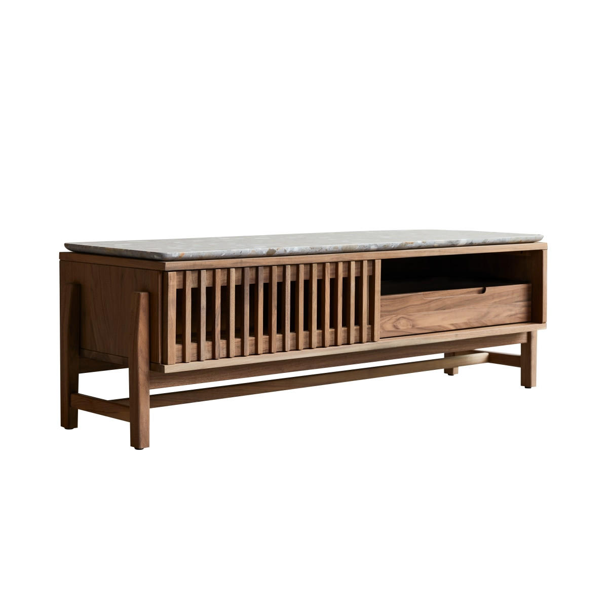 TV-SCHRANK Isaure Dunkelbraun aus Walnuss - Dunkelbraun, Holz (140/45/45cm) - Tikamoon