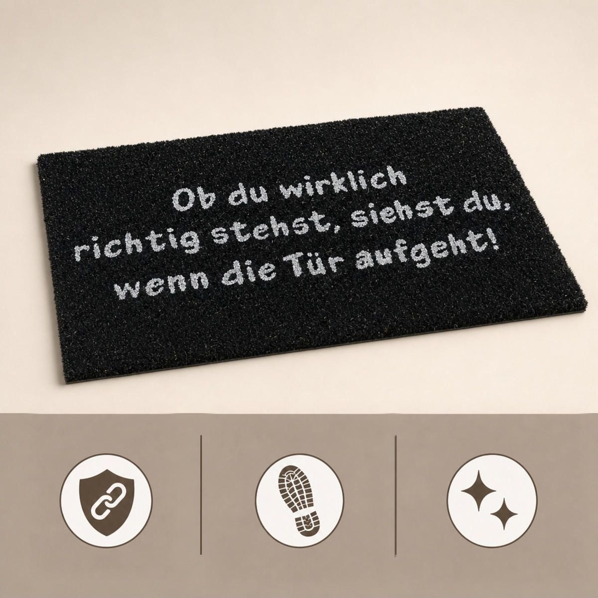 ROHOŽKA Přírodní Černá Bílá kokos protiskluzová 60x40 cm - černá, textil/plast (40/60cm) - Relaxdays