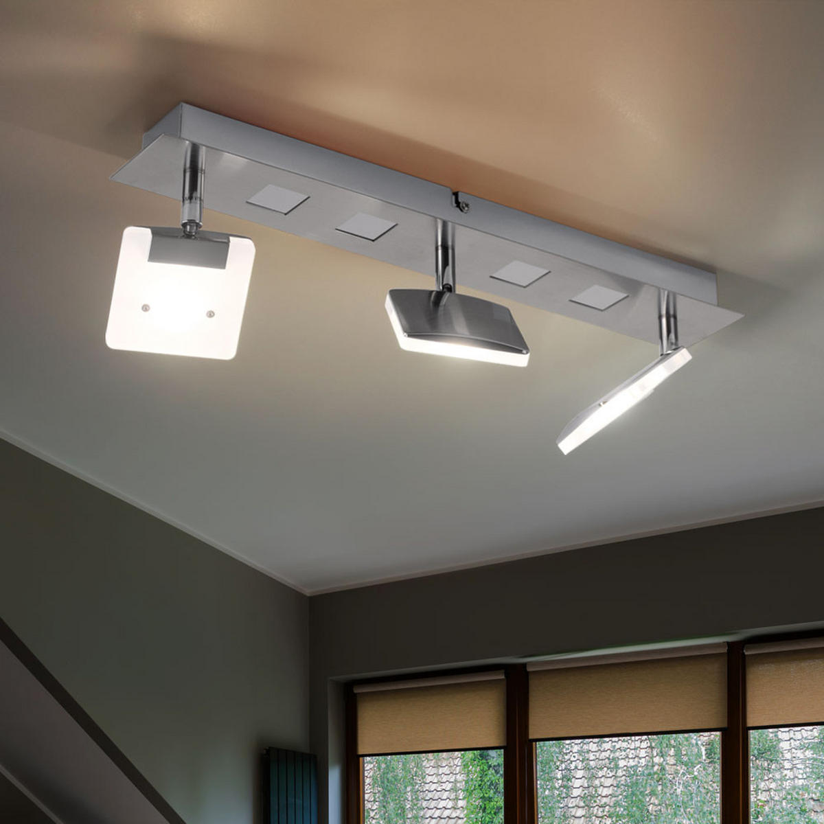 LED DECKENLEUCHTE KAMALA Silber satiniert - Silberfarben, Metall (45/7/15cm)