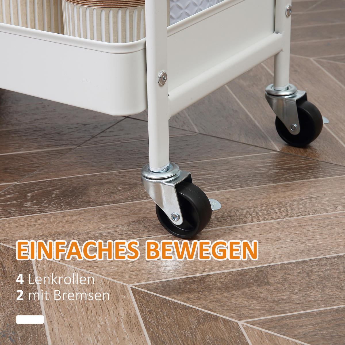 ROLLWAGEN mit 3 Ebenen Servierwagen mit Griff Ablage Schublade 2 Regalen Weiß - Weiß, Kunststoff/Metall (30.5/75.6/43.9cm) - HOMCOM