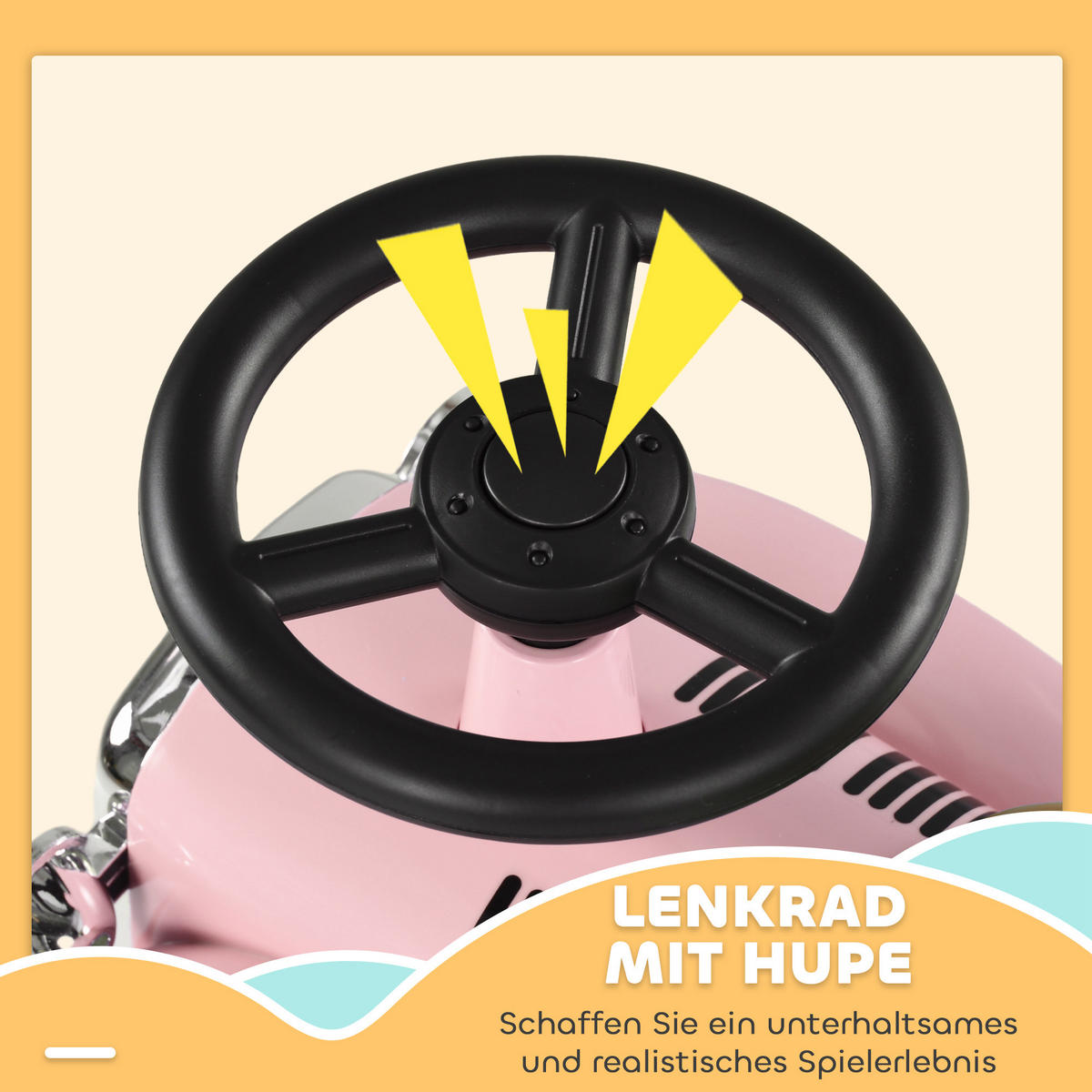 RUTSCHAUTO, Kinderfahrzeug mit Stauraum, Kinderauto mit Kippschutz, Rosa - Rosa, Metall (58/27/35cm) - AIYAPLAY
