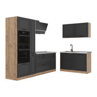 ROHOVÁ KUCHYŇA R-Line, Antracitový vidiecky dom/Dub Goldkraft, 230 x 120 cm Marmori työtaso - dub medový/antracitová, kompozitné drevo (230/206.8/60cm) - Vicco