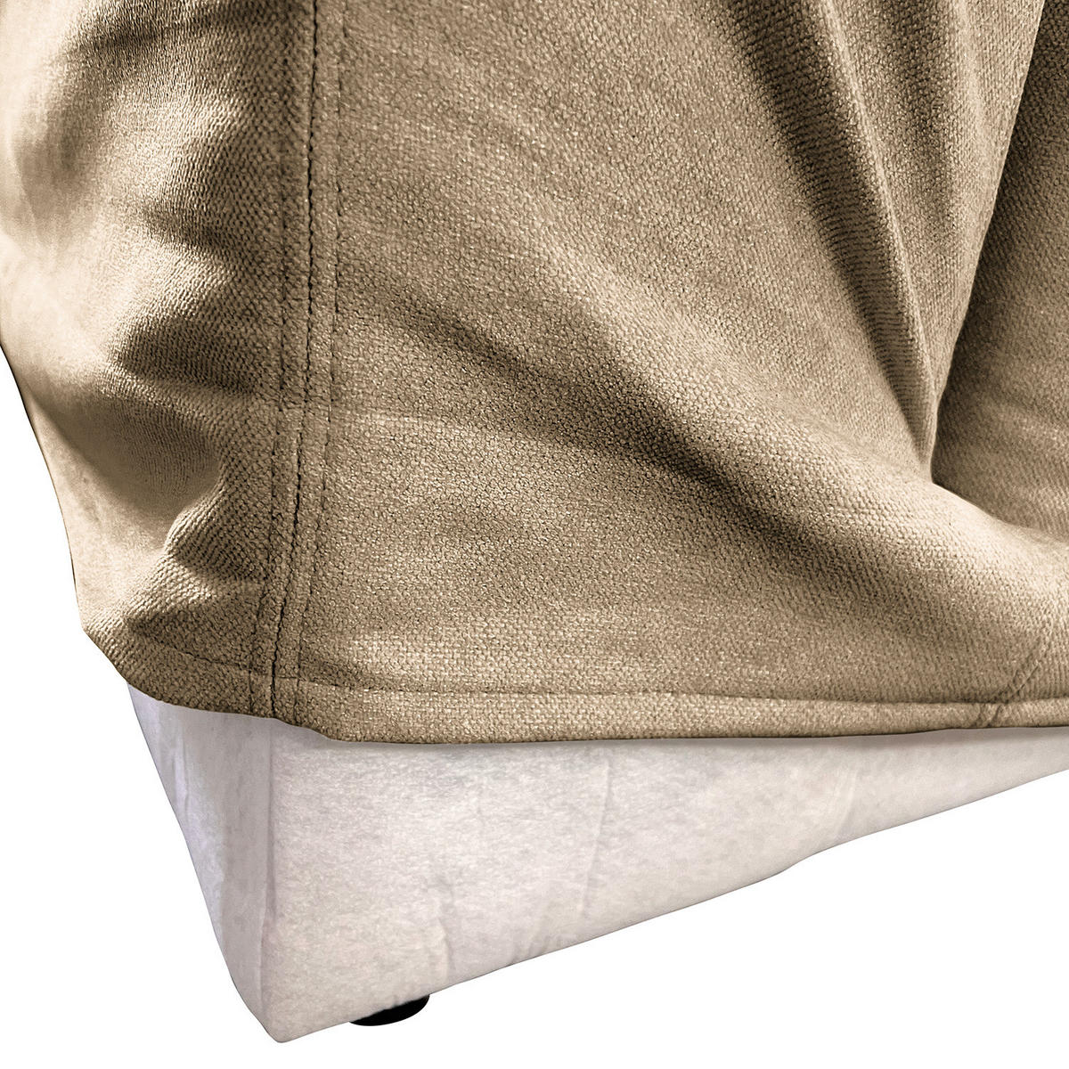 POLSTERHOCKER mit Wechselbezug - Webstoff - Beige/Schwarz, Holz/Kunststoff (92/45/92cm) - home24