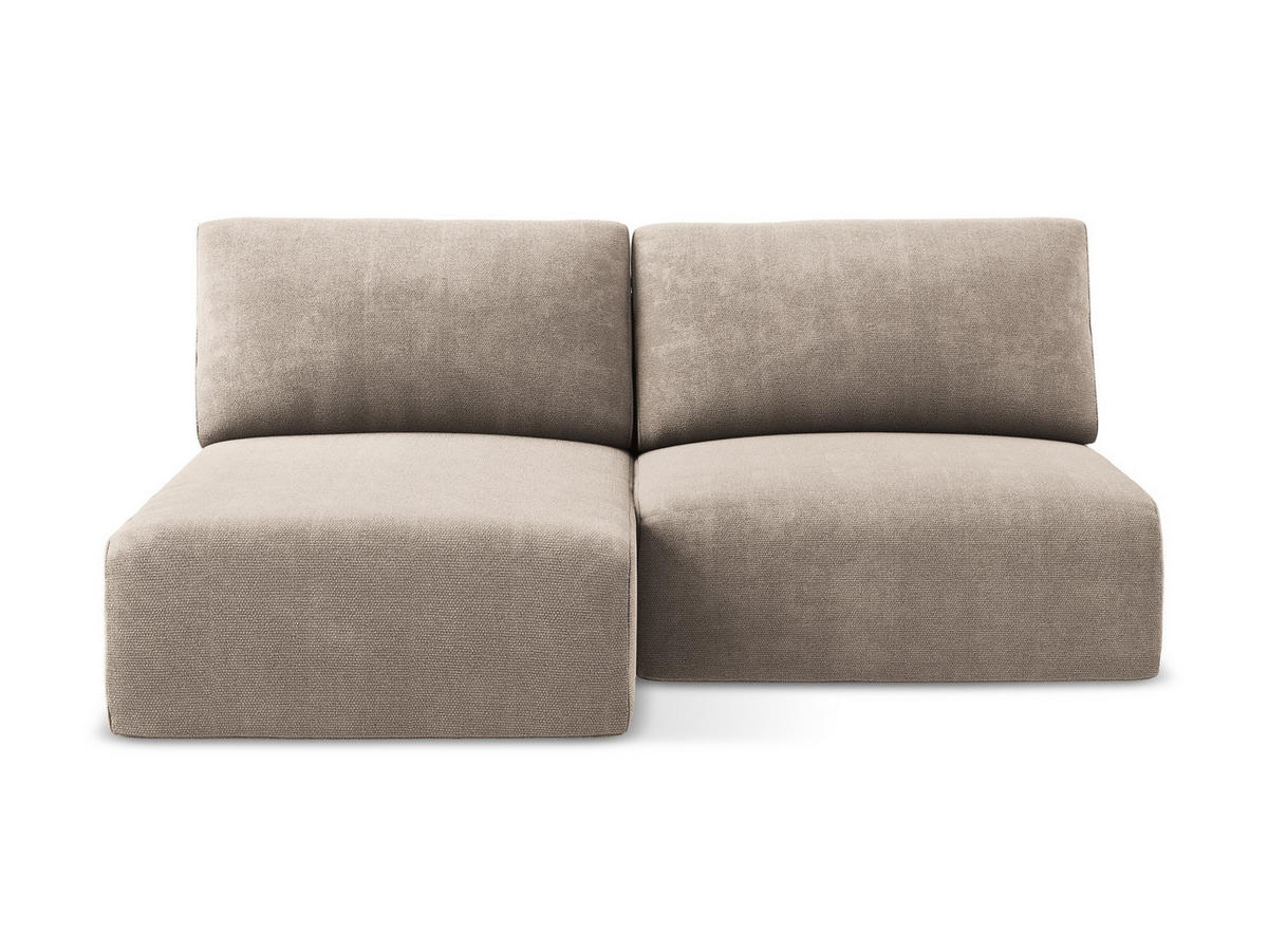 ECKSOFA mit Schlaffunktion links Chenille Stoff Beige - Beige/Schwarz, Kunststoff/Textil (149/210cm) - Makamii